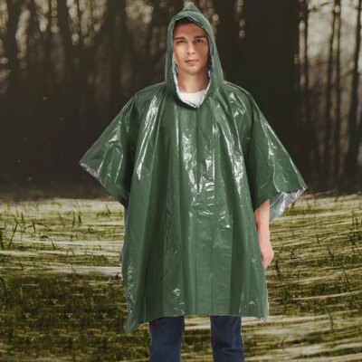 Poncho de Pluie d'Urgence, Couverture Thermique, Météo Verde, Survie en Plein Air