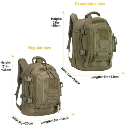 Grand sac à dos militaire extensible pour homme, sac à dos d'assaut Molle