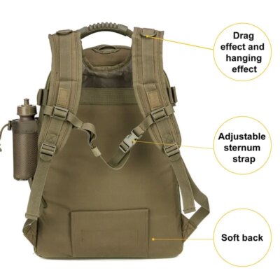 Grand sac à dos militaire extensible pour homme, sac à dos d'assaut Molle