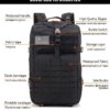 Sac à dos militaire étanche, sac Molle de l'armée, sac à dos de randonnée, sac de voyage de camping, sac à dos 600D, grand sac d'assaut de 3 jours, 35L