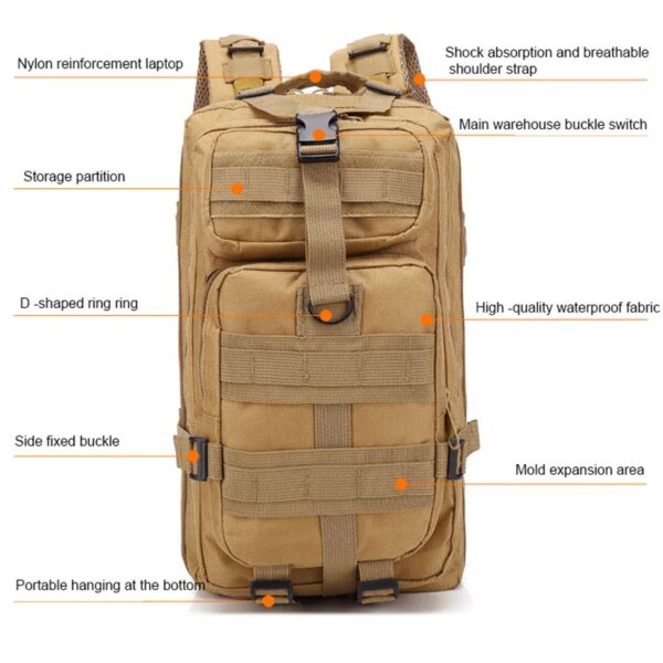 Sac à dos militaire grande capacité pour homme, sacs à dos étanches – Image 4