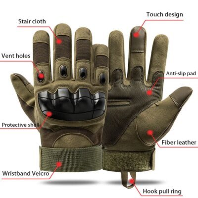 Gants militaires tactiques doigt complet pour hommes, écran tactile, Paintball Airsoft