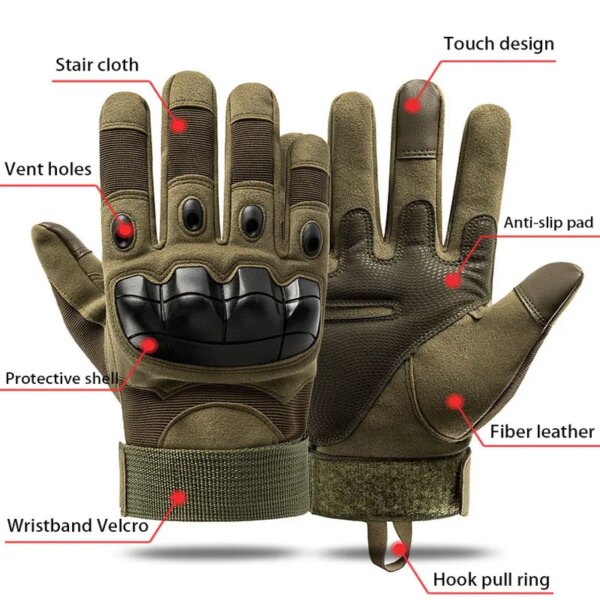 Gants militaires tactiques doigt complet pour hommes, écran tactile, Paintball Airsoft