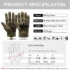 Gants militaires tactiques doigt complet pour hommes, écran tactile, Paintball Airsoft