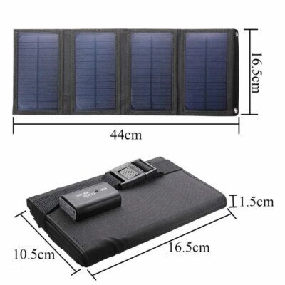 17977-fd82ce.jpg Panneau Solaire Pliable, Chargeur de Batterie Portable, Port USB, Banque d'Alimentation Étanche Extérieure pour Téléphone, PC, Voiture, Bateau, Camping, 160W, 5V