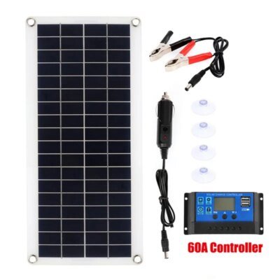 Panneau solaire pour touristes, 12V, USB, contrôleur 60A, cellules solaires, chargeur pour voiture, yacht, montres, charge de batterie, nouveau, 2023