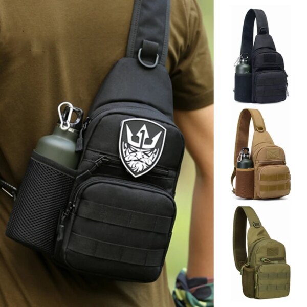Pochette Bandoulière Tactique Militaire en Nylon pour Homme, Accessoire Sac à Dos pour le Plein Air, Randonnée, Chasse, Camping, Pêche ou Trekking