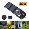 Panneau solaire pliable 30W, 5V/12V, USB, chargeur de batterie Portable pour téléphone Portable, batterie externe, lampe de Camping avec mousqueton