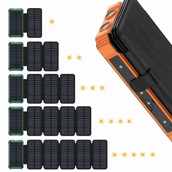 Panneaux solaires portables avec chargeur de batterie, batterie externe pour téléphone, banque d'alimentation pour camping en plein air, USB, 20000mAh, 12V, 5V