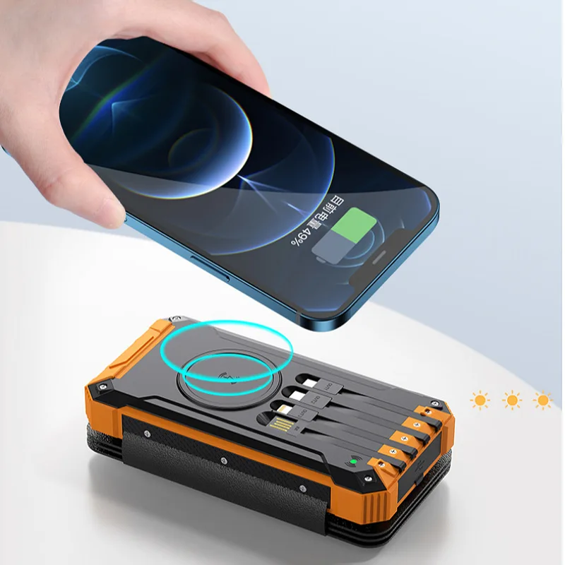 Panneaux solaires portables avec chargeur de batterie, batterie externe pour téléphone, banque d'alimentation pour camping en plein air, USB, 20000mAh, 12V, 5V – Image 3