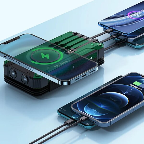 Panneaux solaires portables avec chargeur de batterie, batterie externe pour téléphone, banque d'alimentation pour camping en plein air, USB, 20000mAh, 12V, 5V