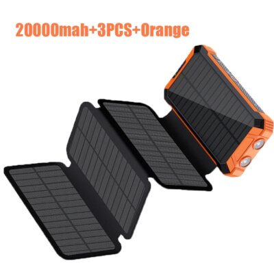 Panneaux solaires portables avec chargeur de batterie, batterie externe pour téléphone, banque d'alimentation pour camping en plein air, USB, 20000mAh, 12V, 5V