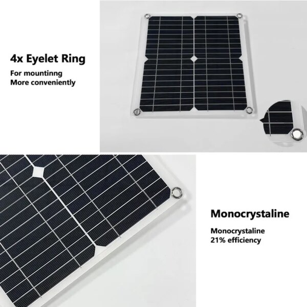 Panneau Solaire Flexible 500W, 12V, Chargeur de Batterie pour Touriste, USB avec Contrôleur 10A-60A, Cellules Solaires, Banque d'Alimentation pour Téléphone, Voiture, Yacht, Montres