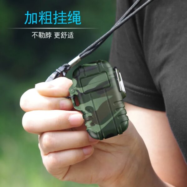 Briquet d'extérieur gonflable et explosif, imperméable, coupe-vent, flamme bleue, droit dans la lanière de Camouflage, Portable – Image 2