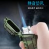 Briquet d'extérieur gonflable et explosif, imperméable, coupe-vent, flamme bleue, droit dans la lanière de Camouflage, Portable