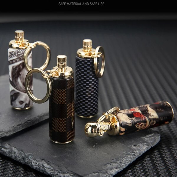 Briquet à kérosène en métal pour homme, porte-clés en continu, coupe-vent, étanche, camping, survie en plein air, gadget de ville, nouveau – Image 2