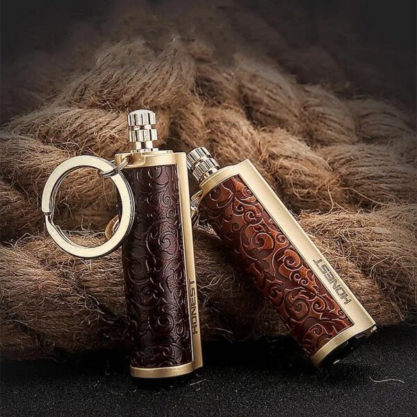 Briquet à kérosène en métal pour homme, porte-clés en continu, coupe-vent, étanche, camping, survie en plein air, gadget de ville, nouveau