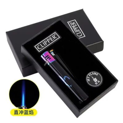 Briquet torche à jet de gaz butane sans feu en métal, briquet gonflable en silex, meule portable, cadeau pour homme, tondeuse, pique, nouveau