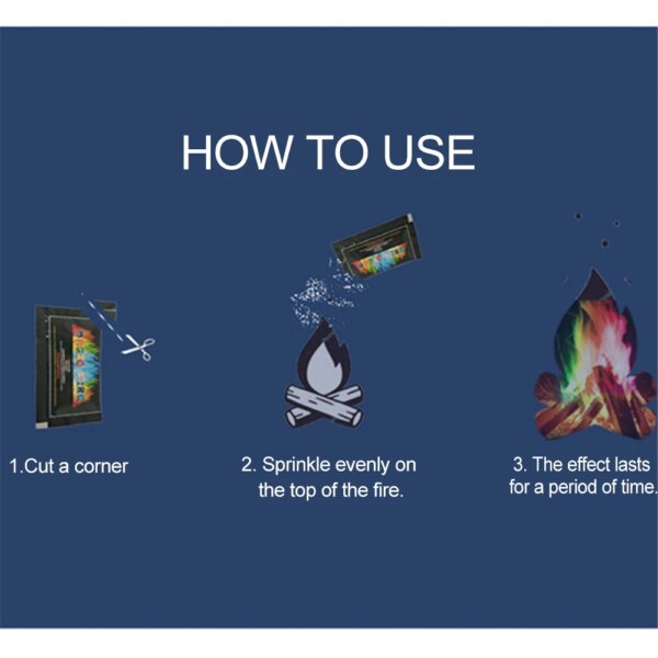 Poudre de flamme de feu de joie, cheminée magique mystérieuse, Vauxhall et pyrotechnie, tour de magie, camping en plein air, outil de survie de randonnée, document