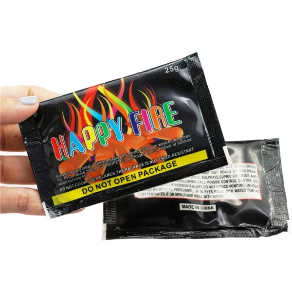 Sachets de poudre de flamme de feu de joie coloré magique, tour de pyrotechnie, camping en plein air, randonnée, outils de survie, flammes, 10g, 15g, 25g, 30g – Image 3