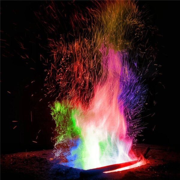 Sachets de poudre de flamme de feu de joie coloré magique, tour de pyrotechnie, camping en plein air, randonnée, outils de survie, flammes, 10g, 15g, 25g, 30g – Image 6