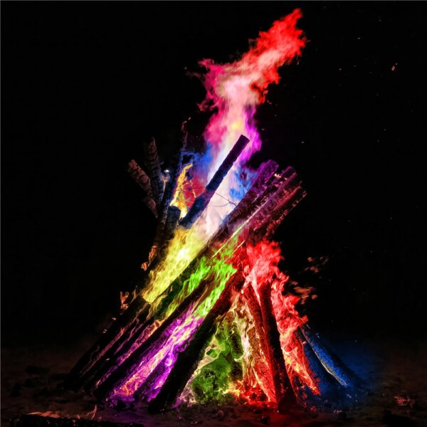 Sachets de poudre de flamme de feu de joie coloré magique, tour de pyrotechnie, camping en plein air, randonnée, outils de survie, flammes, 10g, 15g, 25g, 30g
