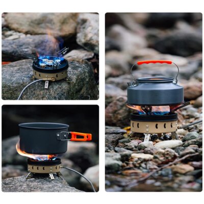 Fourneau à Cassette 11000W coupe-vent pliant, 5 têtes de pulvérisation, léger pour randonnée, survie pour pique-nique