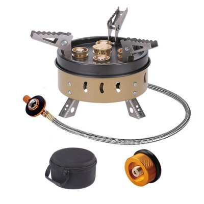 18843-7ca5a0.jpg Fourneau Ă Cassette 11000W coupe-vent pliant, 5 tĂȘtes de pulvĂ©risation, lĂ©ger pour randonnĂ©e, survie pour pique-nique