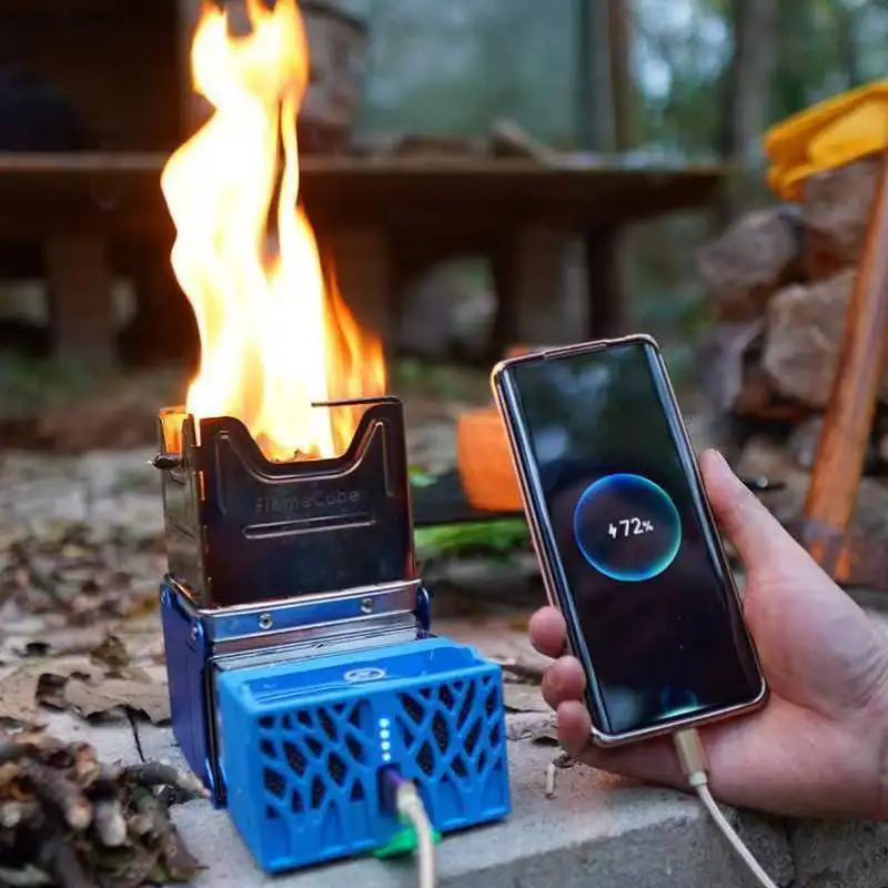 ExtĂ©rieur portable lĂ©ger pliant en acier inoxydable pique - nique Camping voyage bois de chauffage poĂȘle Ă charbon de bois gĂ©nĂ©rateur feu transformĂ© en brĂ»leur Ă©lectrique Ăquipement de survie d'urgence â Image 2