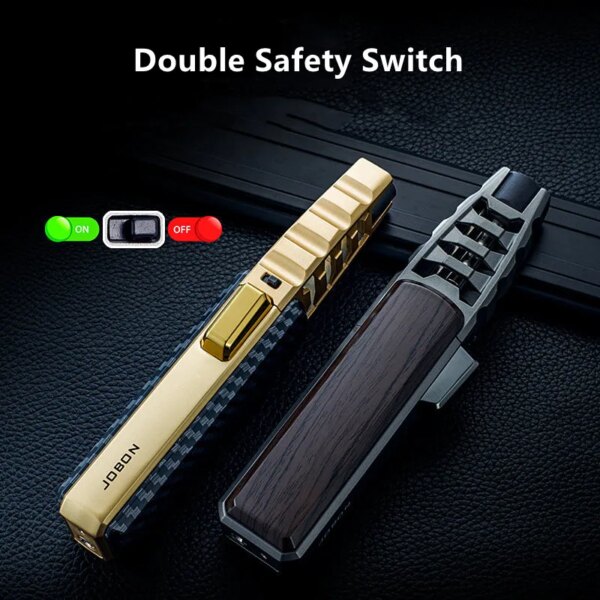 Torche à turbine coupe-vent en métal BON, grand odorpulvérisateur, flamme bleue, briquet à gaz butane, chaîne, soudage de bijoux, cuisine, extérieur