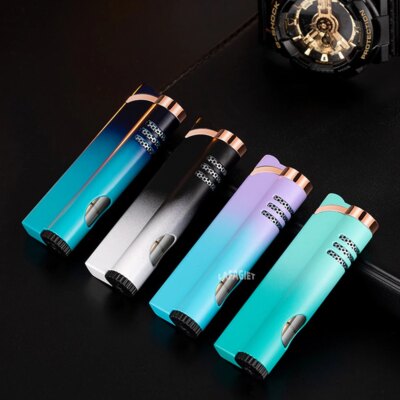 Briquet à gaz torche coupe-vent, tube injuste, tuyau turbo feu bleu droit, butane, briquet à flamme Jet, cadeau créatif pour fumeur, tous les jours