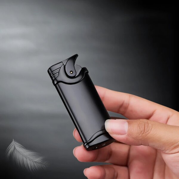 Briquet coupe-vent gonflable à turbine en métal populaire, grande puissance de feu à flamme rouge, briquet à gaz butane, cadeau haut de gamme pour hommes