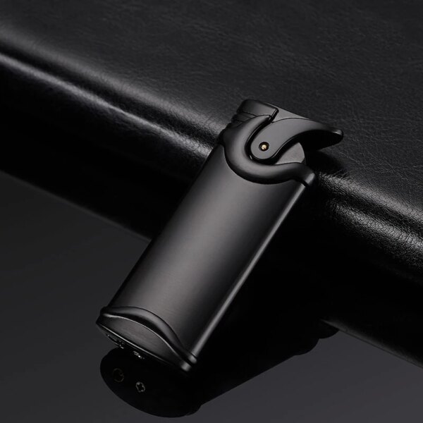 Briquet coupe-vent gonflable à turbine en métal populaire, grande puissance de feu à flamme rouge, briquet à gaz butane, cadeau haut de gamme pour hommes