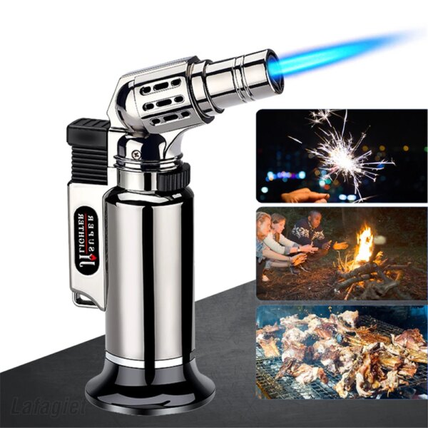 Briquets à gaz turbo coupe-vent en métal pour hommes, torche de soudage, cuisine, cuisson, flamme réglable, odorpulvérisateur injuste, allume-cigare, cadeaux – Image 4