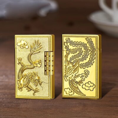 19206-c0292c.jpg Briquet carré à rayures en métal, briquet à gaz butane, roue créative, feu ouvert, bruyant, insolite, Laguna