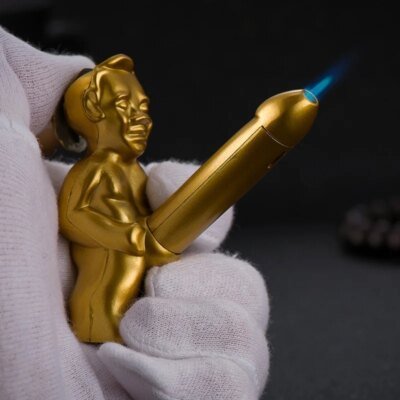 19314-9e762f.jpg Briquet à gaz butane personnalisé, briquet en métal, modèle de petit vieil homme créatif, coupe-vent, remplissage répétable, cadeau amusant