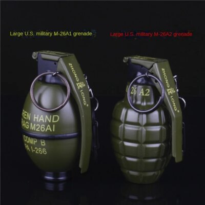 Grand briquet à grenade en métal, créatif, modèle militaire, gonflable, mignon, coupe-vent, cadeau