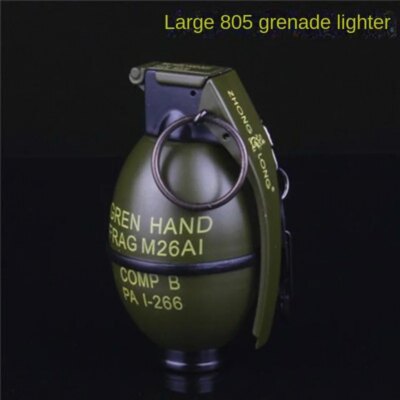 Grand briquet à grenade en métal, créatif, modèle militaire, gonflable, mignon, coupe-vent, cadeau