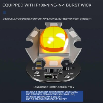 19364-253200.jpg Mini Lampe de Poche Portable à 4 Cœurs P50 LED, Torche Rechargeable par USB, 3 Modes d'Éclairage Utilisés, Batterie 18650, Briquet Fox Militaire