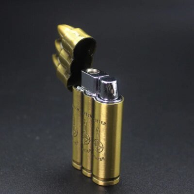 Briquet à gaz butane gonflable à balle créative, coupe-vent, droit, militaire, vent, bronze, flamme, Laguna