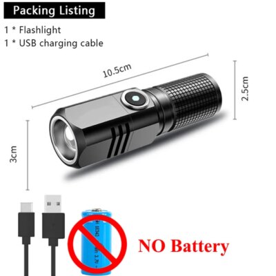 19400-234a6c.jpg Mini Lampe de Poche Portable à 4 Cœurs P50 LED, Torche Rechargeable par USB, 3 Modes d'Éclairage Utilisés, Batterie 18650, Briquet Fox Militaire