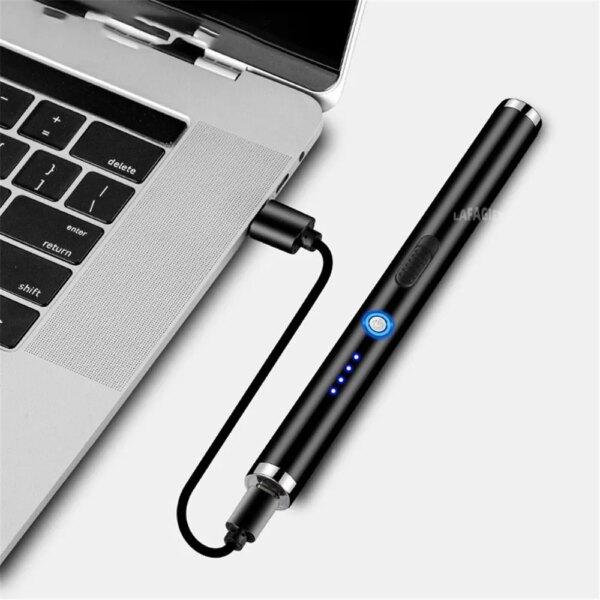 Briquet électronique USB long, coupe-vent, cuisinière à gaz, bougie, barbecue, cuisson en plein air, portable, allumage par impulsion, touriste de cuisine, périphérie