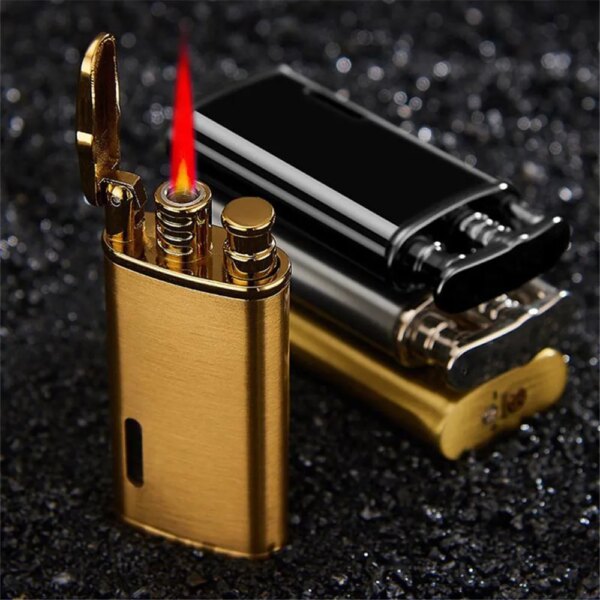 Briquet Turbo Jet en métal caralisé, torche butane compacte, Laguna, gaz kérosène, coupe-vent, or 1300 C, cadeau pour fumeur – Image 4