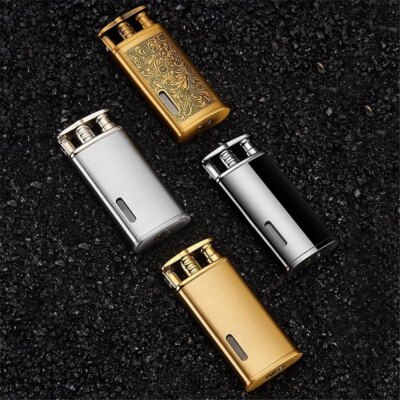 Briquet Turbo Jet en métal caralisé, torche butane compacte, Laguna, gaz kérosène, coupe-vent, or 1300 C, cadeau pour fumeur