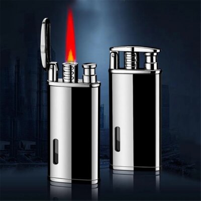 Briquet Turbo Jet en métal caralisé, torche butane compacte, Laguna, gaz kérosène, coupe-vent, or 1300 C, cadeau pour fumeur