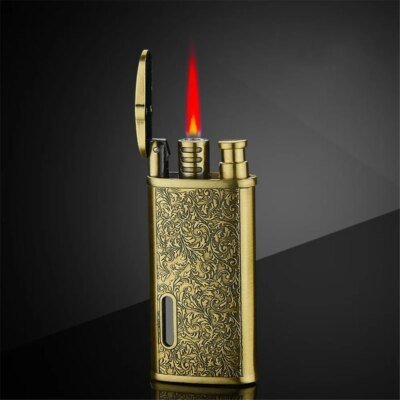 Briquet Turbo Jet en métal caralisé, torche butane compacte, Laguna, gaz kérosène, coupe-vent, or 1300 C, cadeau pour fumeur