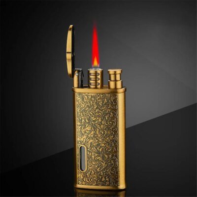 Briquet Turbo Jet en métal caralisé, torche butane compacte, Laguna, gaz kérosène, coupe-vent, or 1300 C, cadeau pour fumeur