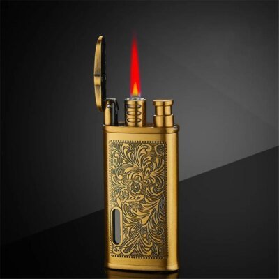 Briquet Turbo Jet en métal caralisé, torche butane compacte, Laguna, gaz kérosène, coupe-vent, or 1300 C, cadeau pour fumeur