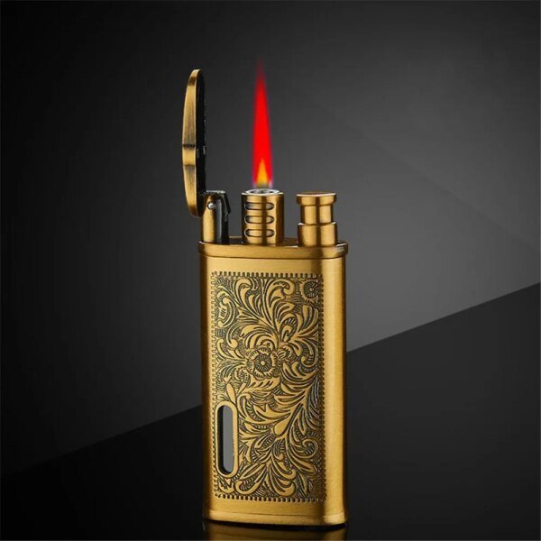 Briquet Turbo Jet en métal caralisé, torche butane compacte, Laguna, gaz kérosène, coupe-vent, or 1300 C, cadeau pour fumeur