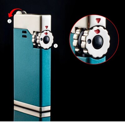 19588-c87e12.jpg BON Chain-Briquet à gaz butane en métal coupe-vent pour homme, 2 torches, flamme bleue, turbo, jet haute pression, subventionnement, allume-cigare, cadeau extérieur